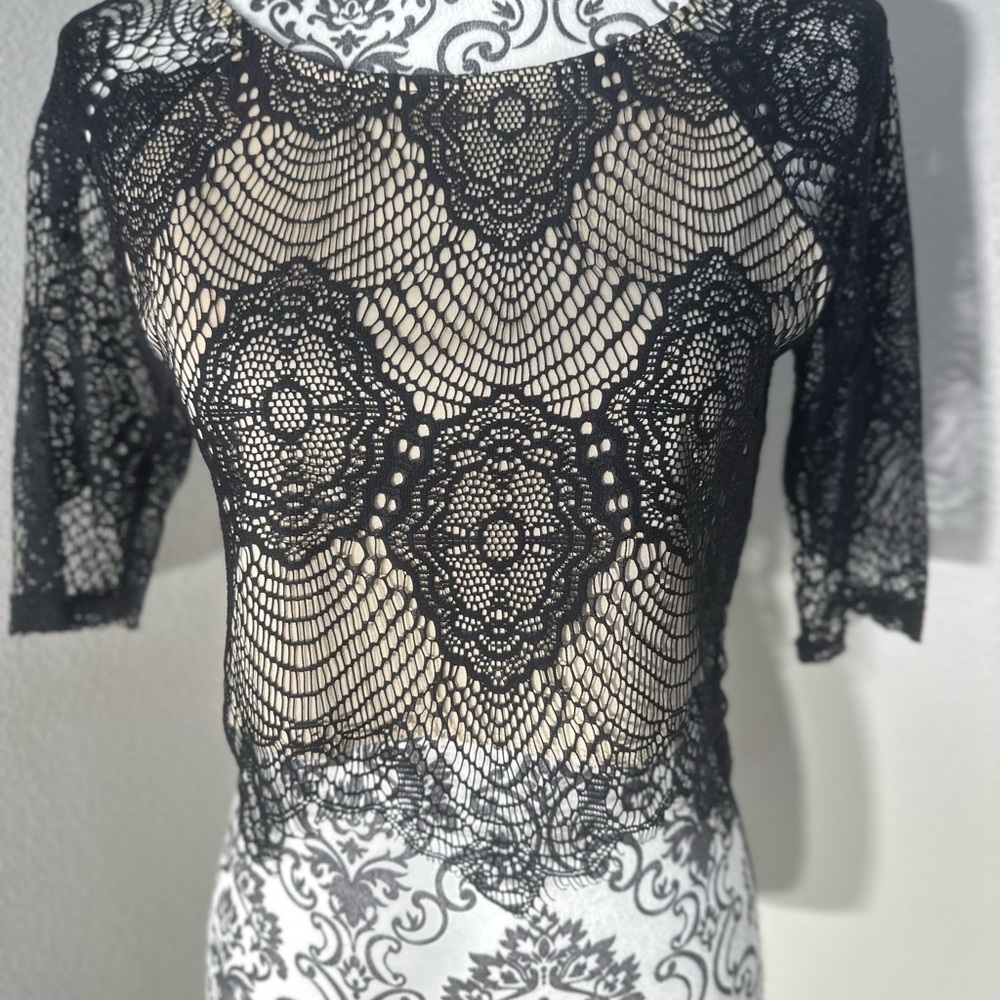 Papaya Black Lace Top with Beige Lining